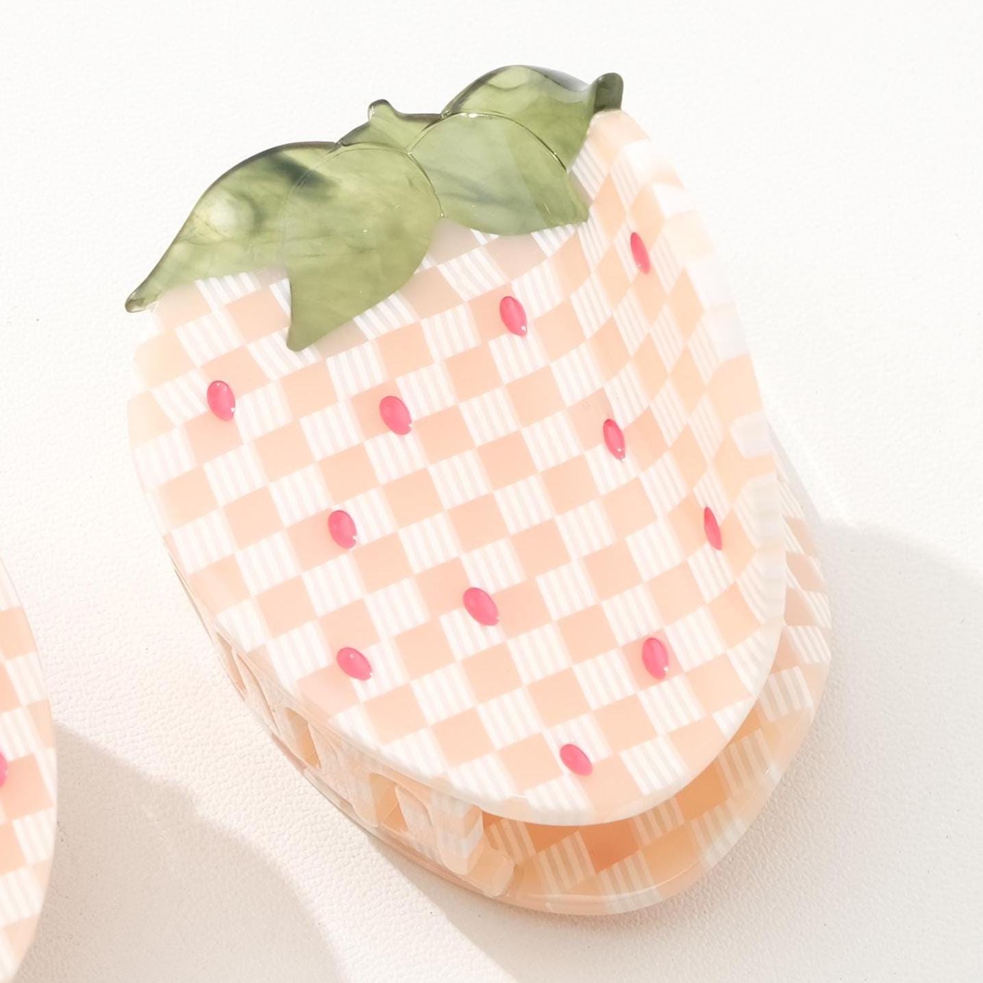 Gingham Strawberry Claw Clip - Small