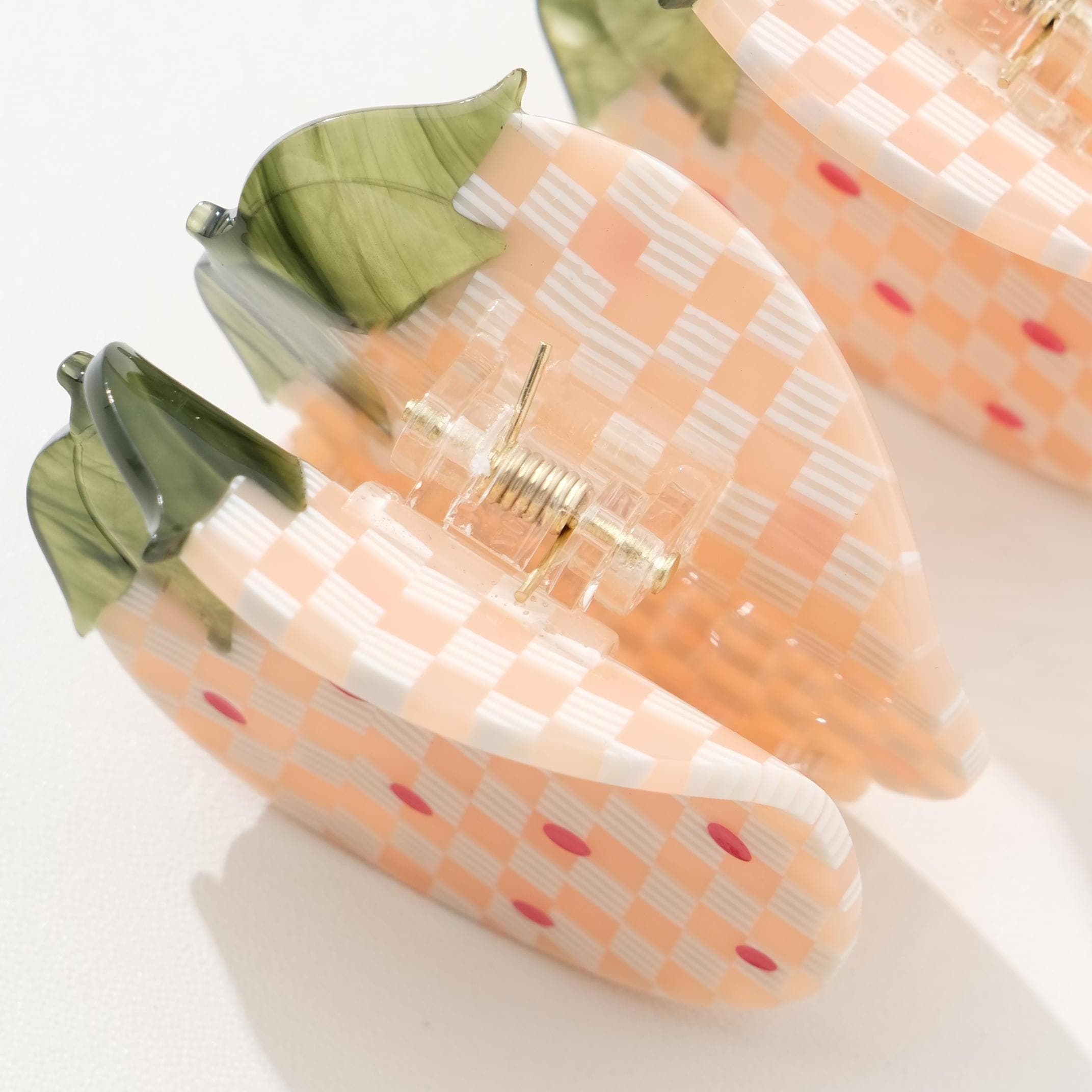 Gingham Strawberry Claw Clip - Small