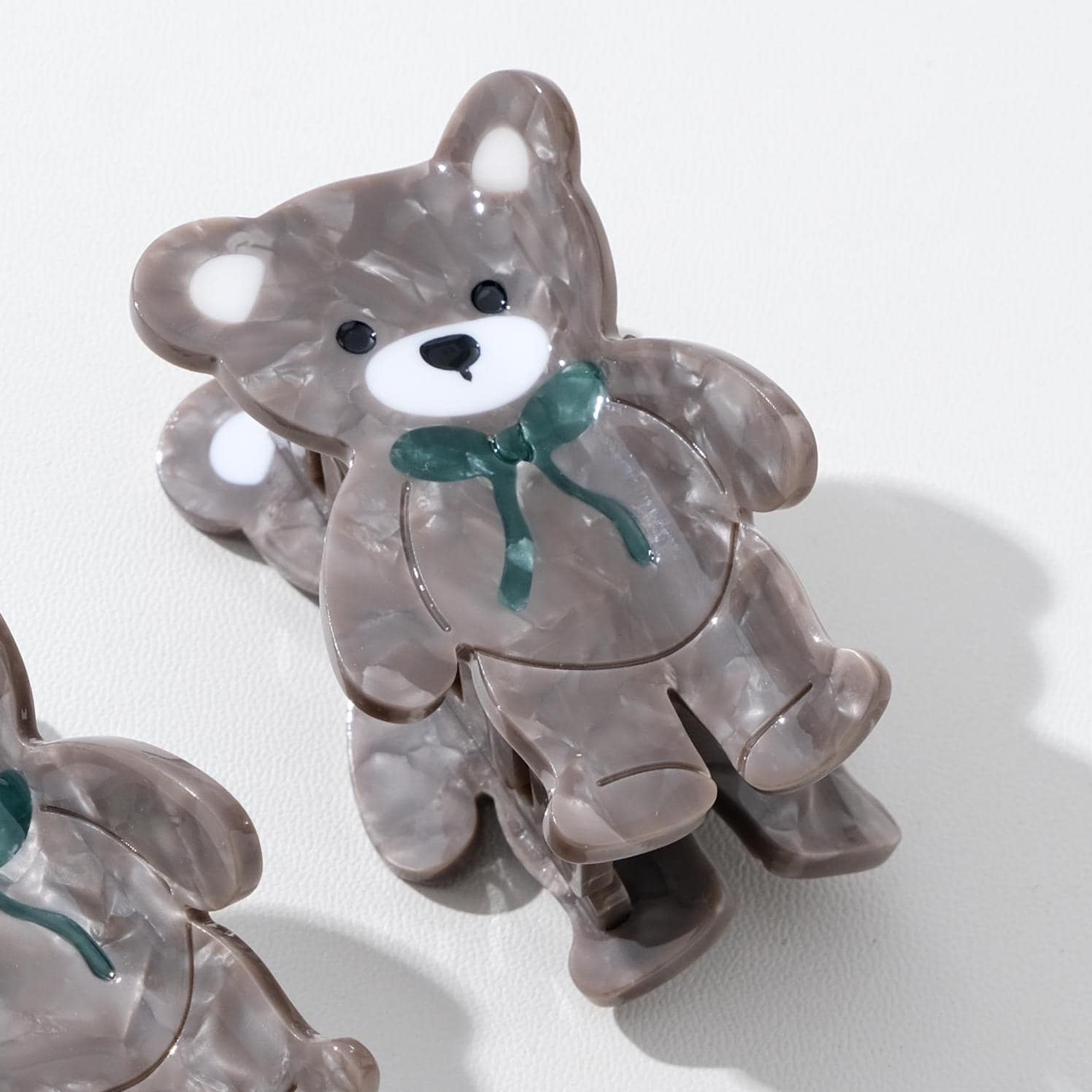 Petite Bow Teddy Bear Claw Clip - Small