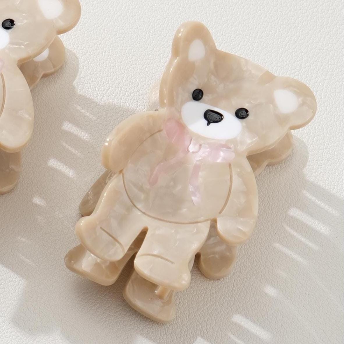 Petite Bow Teddy Bear Claw Clip - Small